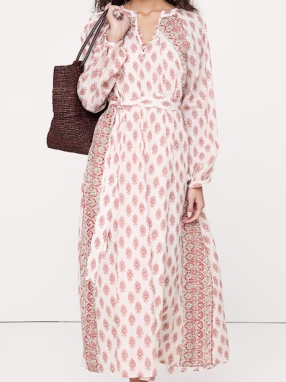 Lightweight Cotton Kaftan Maxi Dress In Cream Floral Paisley NWT